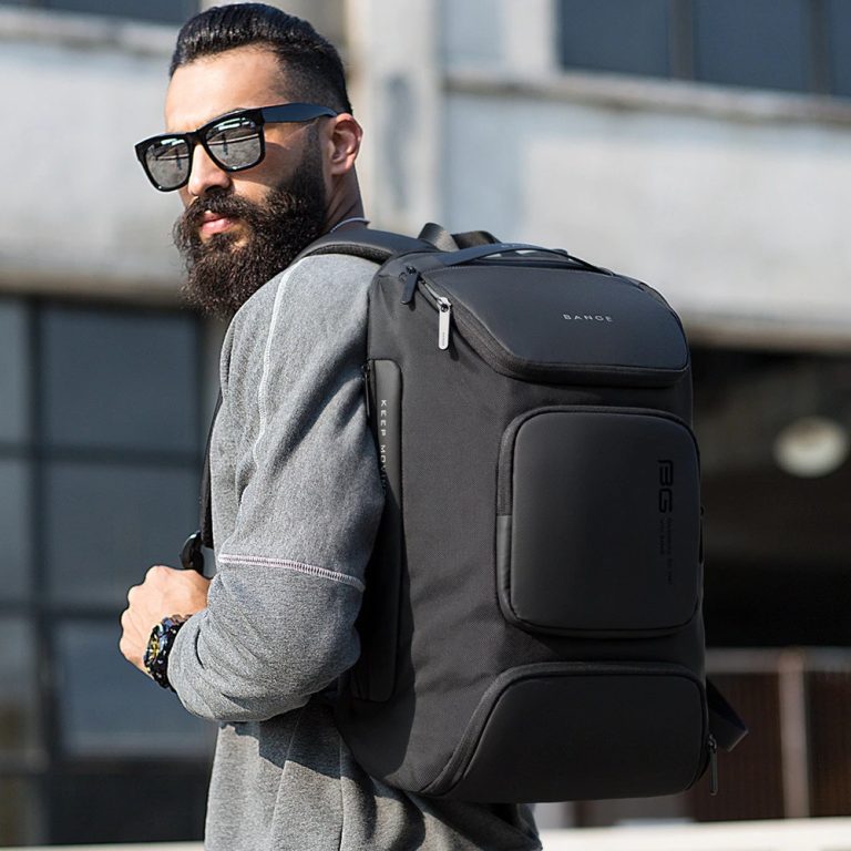 حقيبة ظهر بانجي لابتوب وسفر مع منفذ شحن يو اس بي - رمادي | BANGE Laptop Bag & Travel Backpack with USB Charger Port – Gray