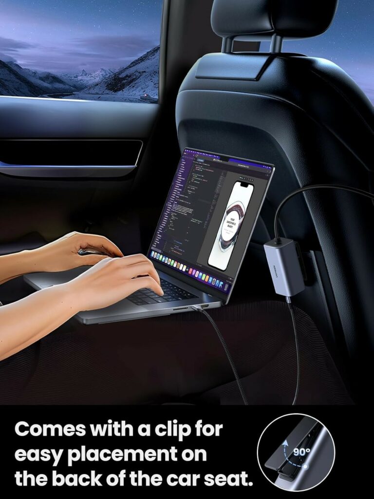 UGREEN 150W USB-C Car Charger with Extended USB-A+2×USB-C Charging Hub - شاحن سيارة يوجرين 150 واط مع هاب شحن ممتد 3 منافذ