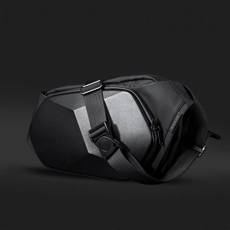 Bange Men Polyhedral Hard Shell Crossbody Chest Bag - Black | حقيبة كتف حول الجسم صلبة متعددة الزوايا للرجال من بانج - اسود