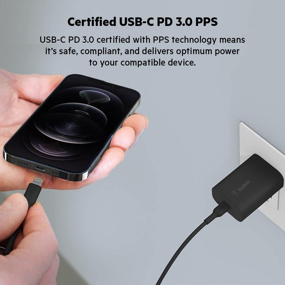 Belkin BoostCharge 25W Wall Chargers with PPS USB-C Power Delivery Fast Charger  - شاحن جداري بقوة 25 واط بتقنية البوست شارجر بمنفذ يو اس بي سي