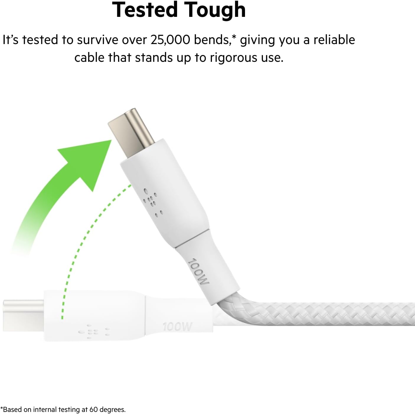 Belkin BoostCharge USB-C to USB-C Braided Cable 100W PD 2M - كيبل يو اس بي سي الى يو اس بي سي بتنقية البوست شارجر من النايلون المضفر بقدرة 100واط وطول 2 متر