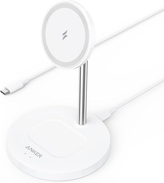 Anker Wireless PowerWave 2 in 1 Magnetic Charging Stand Lite with USB-C Cable - حامل الشحن المغناطيسي أنكر باور ويف 2 في 1 لايت اللاسلكي مع كابل يو اس بي سي
