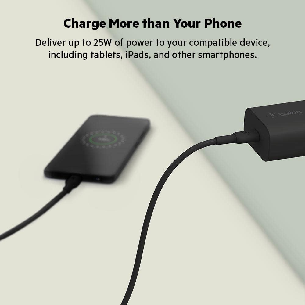 Belkin BoostCharge 25W Wall Chargers with PPS USB-C Power Delivery Fast Charger  - شاحن جداري بقوة 25 واط بتقنية البوست شارجر بمنفذ يو اس بي سي