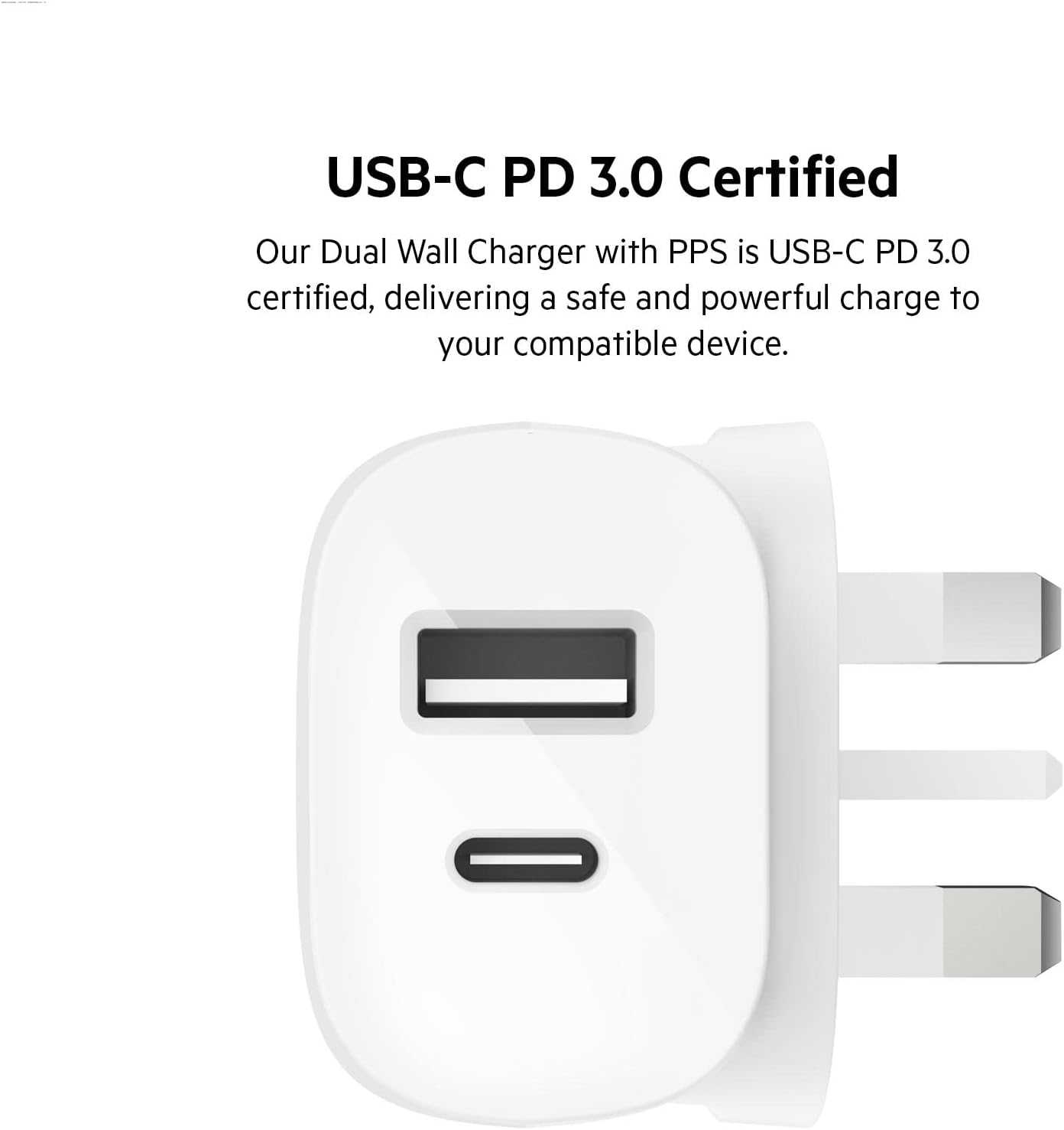 Belkin 37W USB Type C PPS PD Dual Port Wall Phone Charger - شاحن هاتف جداري بمنفذ مزدوج يو اس بي من النوع سي من بيلكن بقدرة 37واط