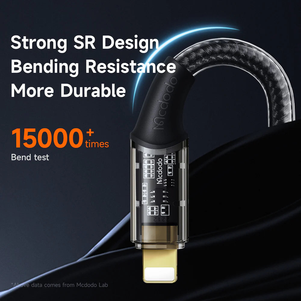 Mcdodo Type-C to Lightning 36W Transparent Data Cable  - مكدودو تايب سي إلى لايتننغ 36واط كابل بيانات شفاف