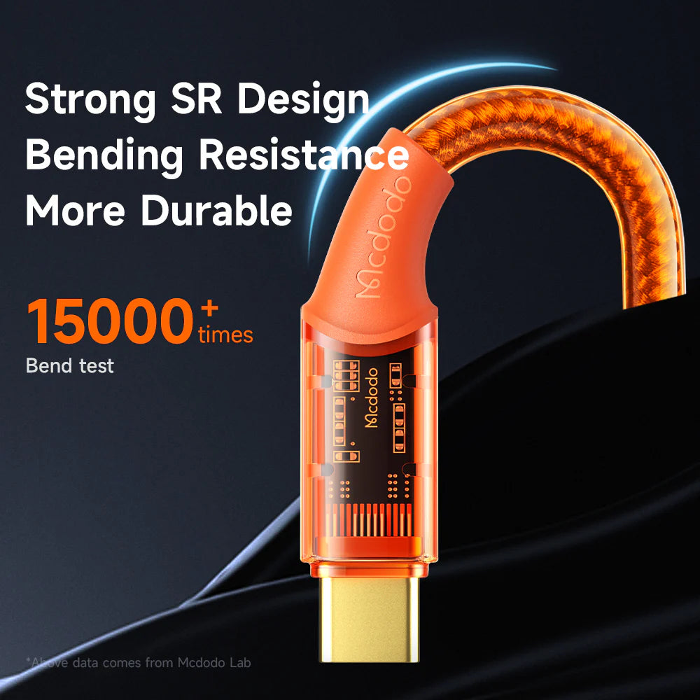 Mcdodo Type-C to Type-C PD 100W Transparent Data Cable - كيبل تايب سي الة تايب سي سريغ الشحن بقدرة 100واط من مكدودو