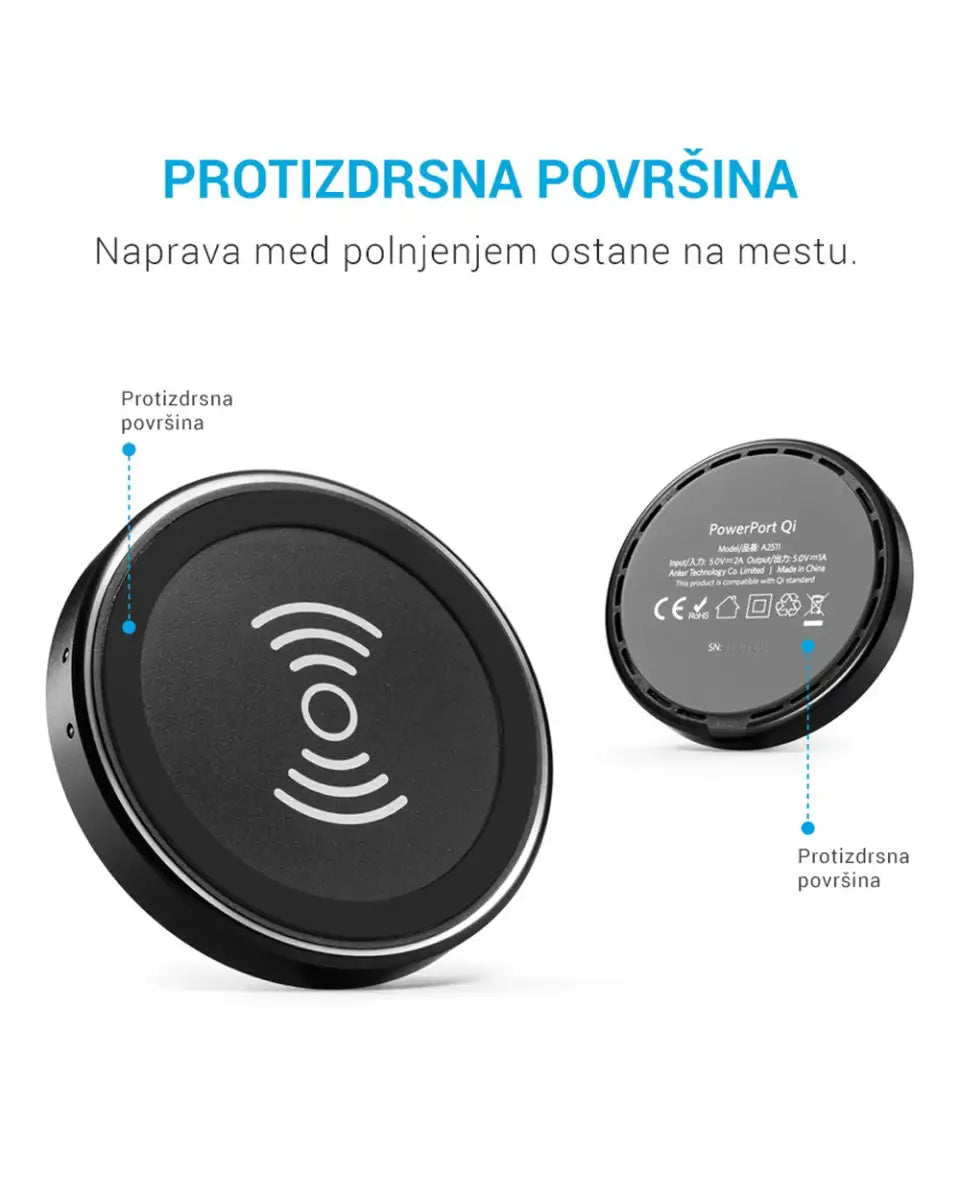 Anker PowerPort 1-Coil Qi Slim Wireless Charging Pad - شاحن لاسلكي للهواتف الذكية من انكر