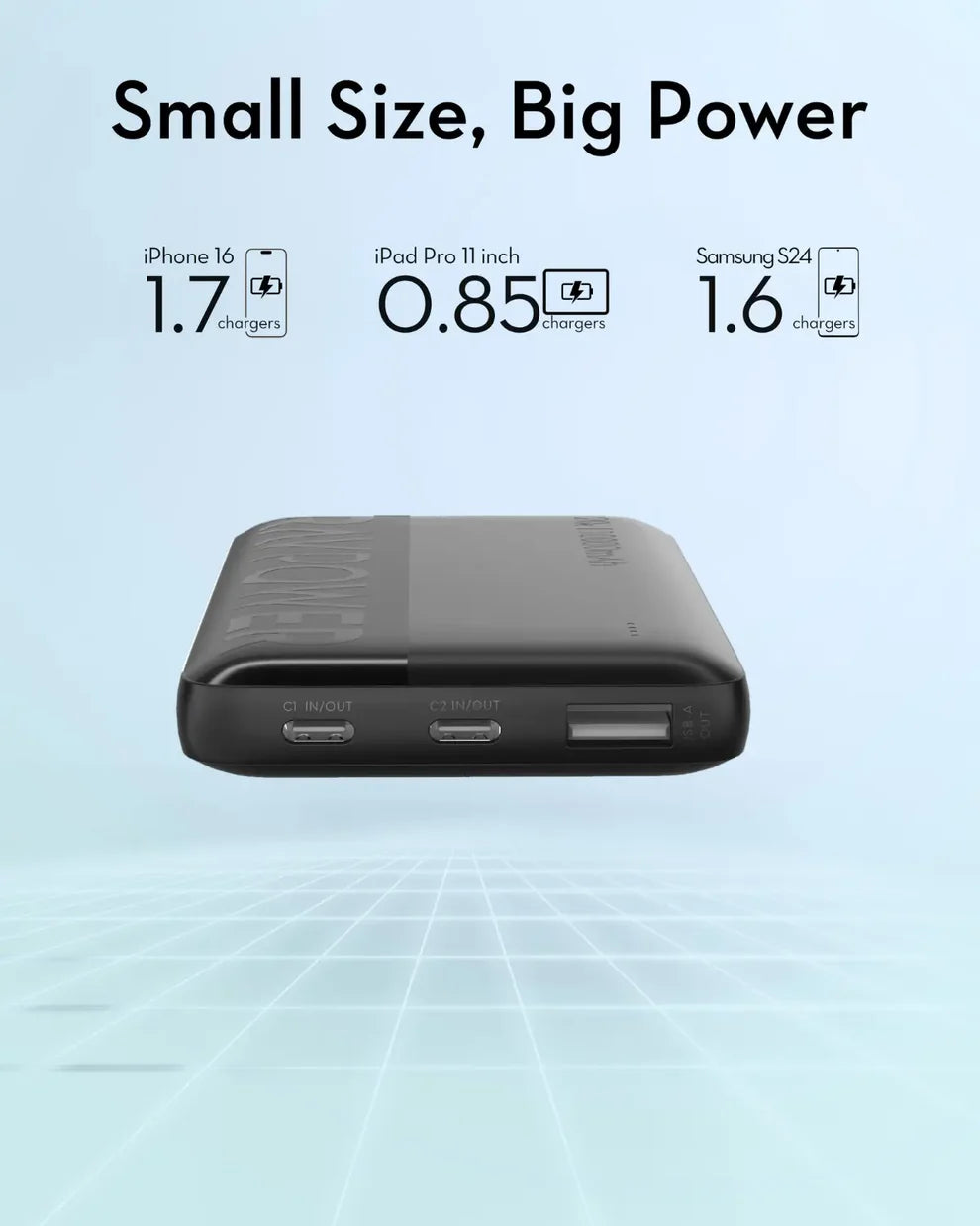 باور بانك راف باور PB1228 بسعة 10,000 مللي امبير وبقدرة شحن 22.5 واط مع 3 مخارج - اسود | RAVPOWER 10,000mAh Power Bank – 22.5W SCP & 20W PD Fast Charging, USB-C Two-Way, Triple Output Charger – Black