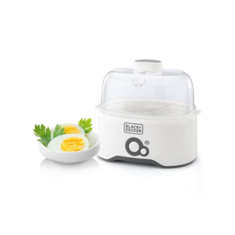 Black+Decker Egg Cooker EG200-B5 - سخان بيض مع رف للبيض ومقالي سلق وغطاء شفاف