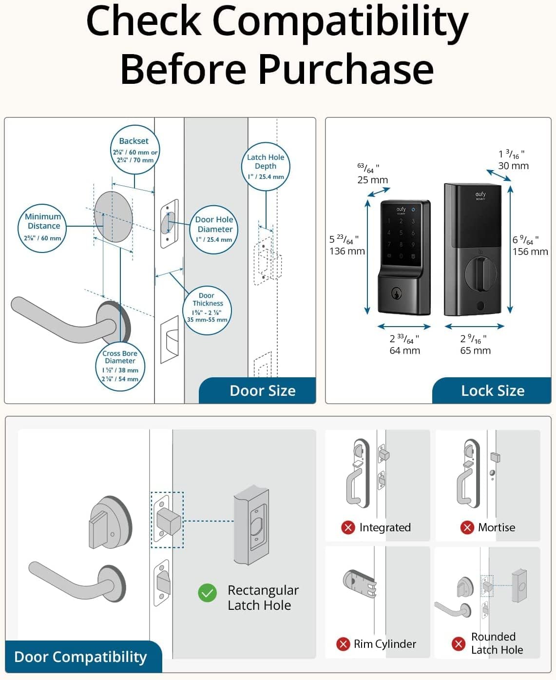Eufy by Anker Security Smart Lock C210 Keyless Entry Door Lock Built-in WiFi Deadbolt Smart Door Lock - يوفي سيكيوريتي قفل ذكي قفل باب الدخول بدون مفتاح ببصمة الاصبع واي فاي مدمج من أنكر