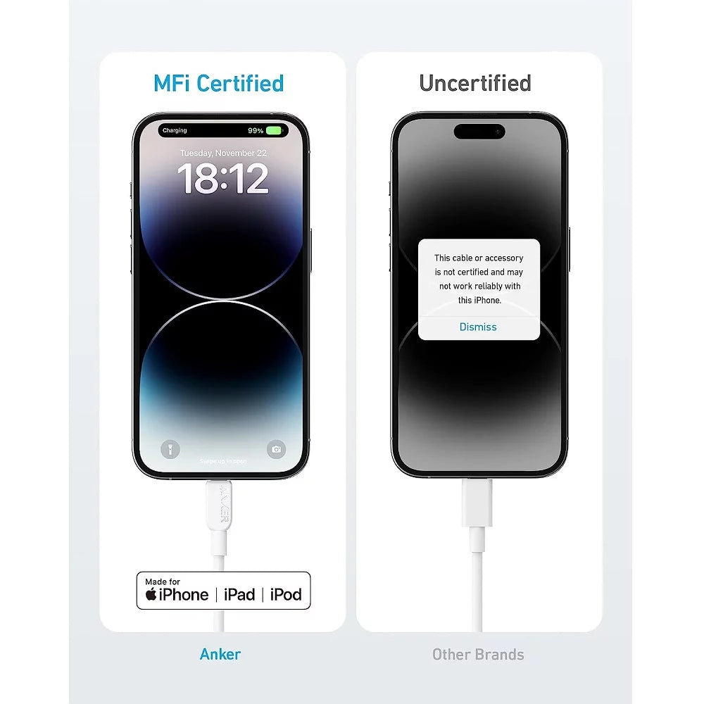 Anker 322 USB-C to Lightning Connector Braided Cable 6ft - كيبل مضفر يو اس بي سي الى لايتننع من أنكر