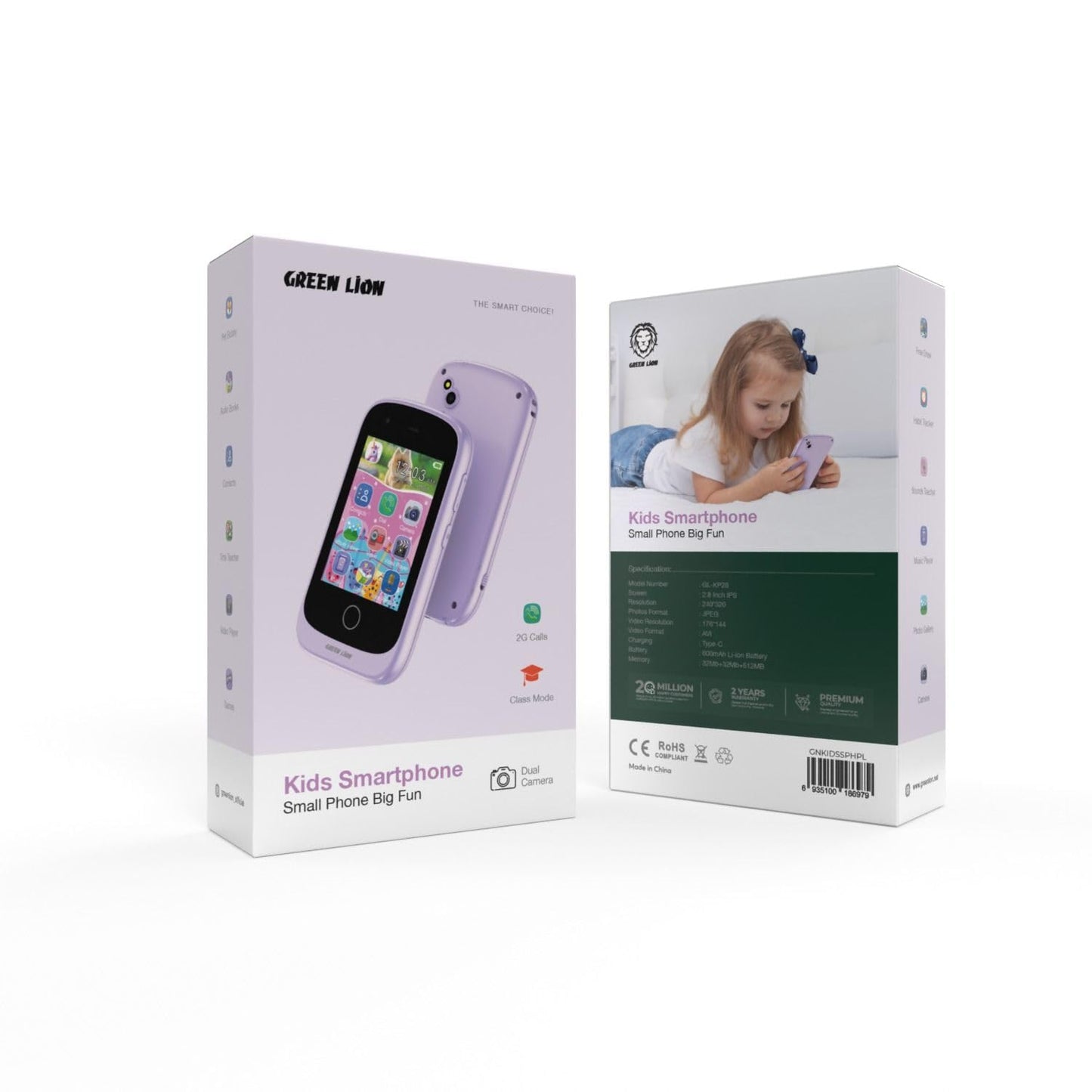 هاتف أطفال ذكي من جرين لايون, ذاكرة 512 MB وشاشة 2.8 إنش IPS مع كاميرتين | Green Lion Kids Smartphone Small Phone Big Fun