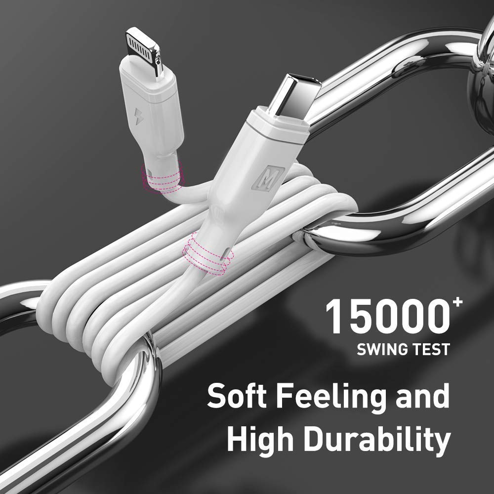 MOMAX USB-C to Lightning  1.2M  - موماكس كيبل شحن مزامنة البيانات تايب سي الى لايتننغ باللون اسود 1.2 متر
