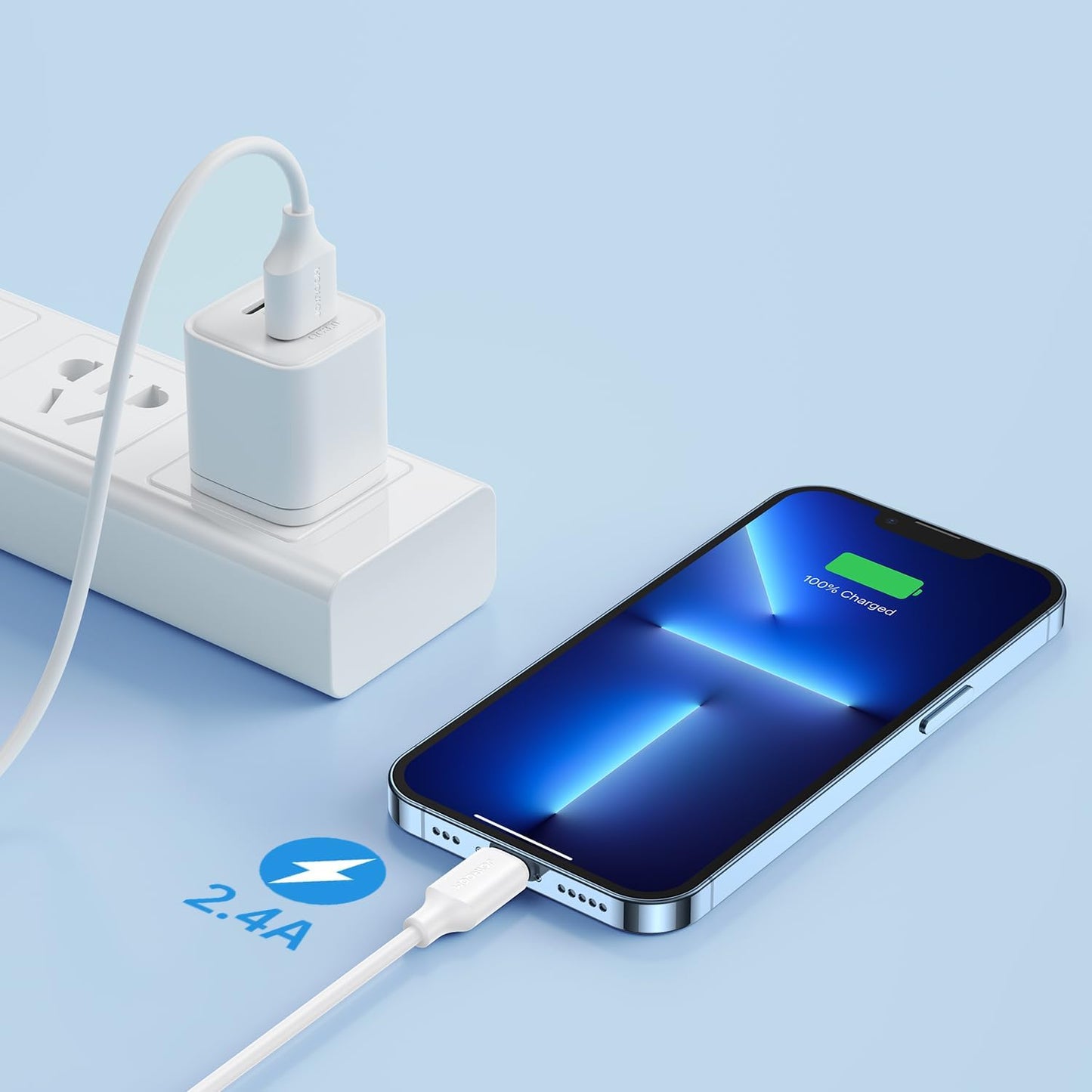 كيبل جويرووم لونج لاستنج يو اس بي اي الى لايتننغ بقدرة 18 واط وطول 2 متر - ابيض | JOYROOM S-A9 Long-Lasting Series 3A 18W Fast Charging Data Cable USB-A to Lightning 2m – White