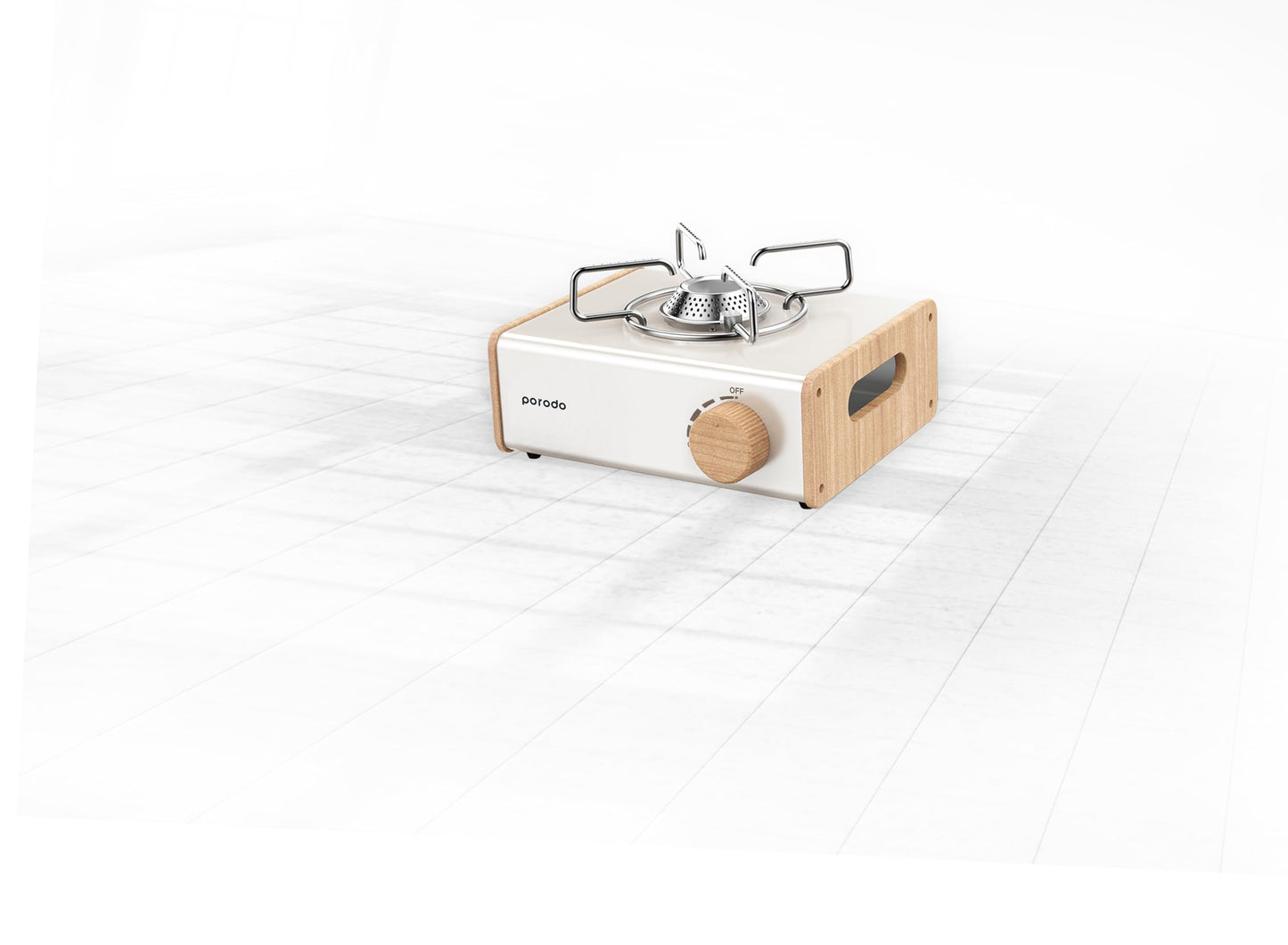 موقد غاز محمول للتخييم من بورودو لايف ستايل بقدرة 2800 واط - بني فاتح | Porodo Lifestyle Camping Portable Single Burner Gas Stove 2800W - Light Brown