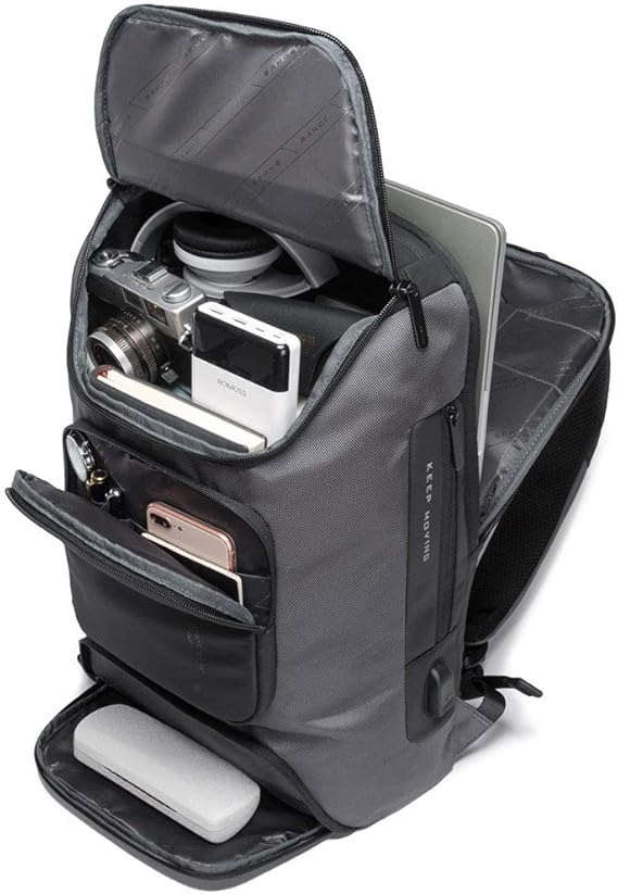 حقيبة ظهر بانجي لابتوب وسفر مع منفذ شحن يو اس بي - رمادي | BANGE Laptop Bag & Travel Backpack with USB Charger Port – Gray