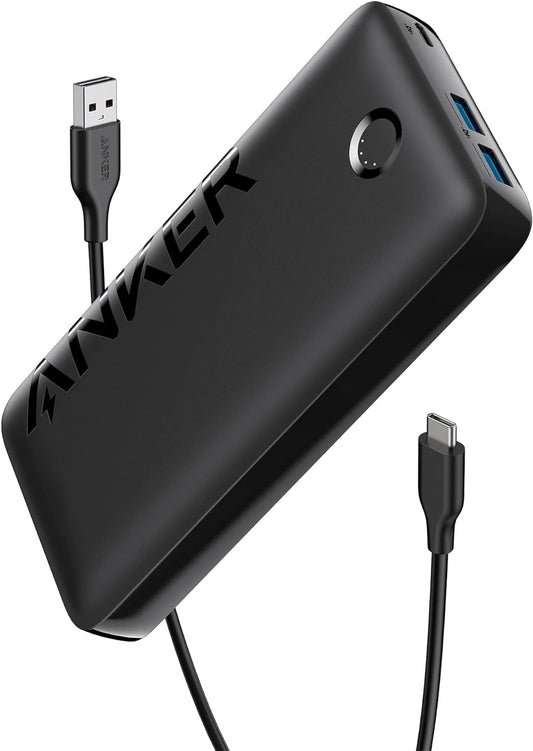 Anker Power Bank 20,000mAh Portable Charger with USB-C Fast Charging - باور بانك بسعة 20ألف ميلي أمبير مع كيبل يو اس بي سي سريع الشحن