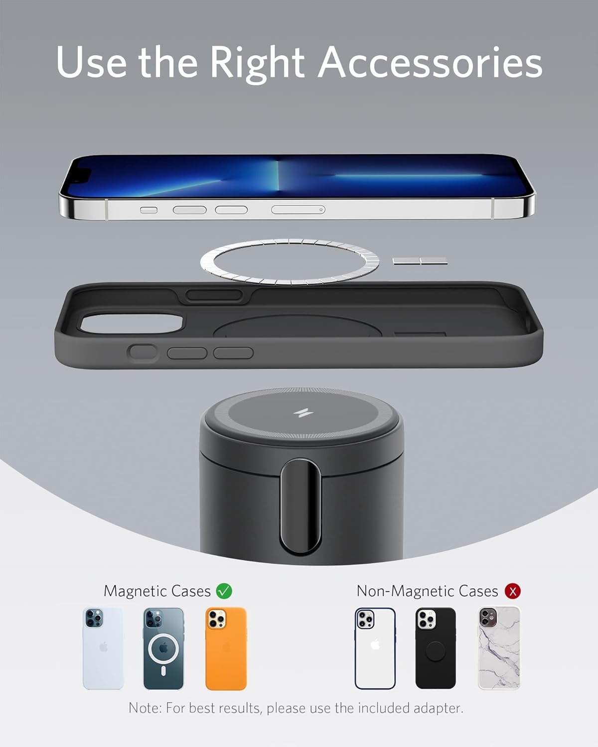 Anker 623 Magnetic Wireless Charger 2 In 1 Wireless Charging Station With 20W USB-C Charger - شاحن 623 لاسلكي مغناطيسي من انكر (ماج جو) شاحن 2 في 1 شاحن يو اس بي سي‏20 واط