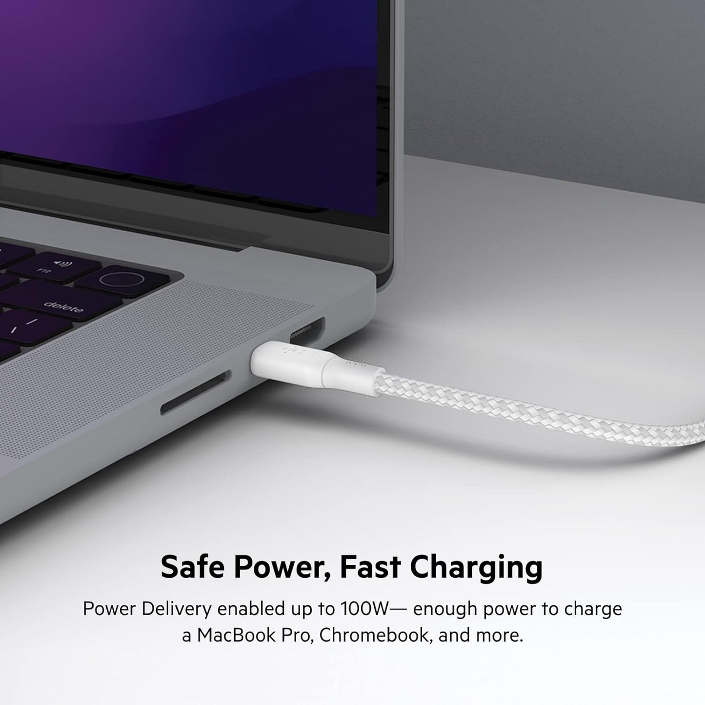 Belkin USB Type C to Type C Cable 100W Power Delivery 3M - كابل يو اس بي تايب سي  إلى تايب سي توصيل طاقة 100 وات