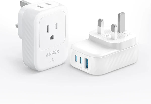 Anker Travel Charger, Universal Power Plug with USB-C & USB-A Ports | شاحن السفر انكور مع منفذين USB-A  ومنفذ USB-C
