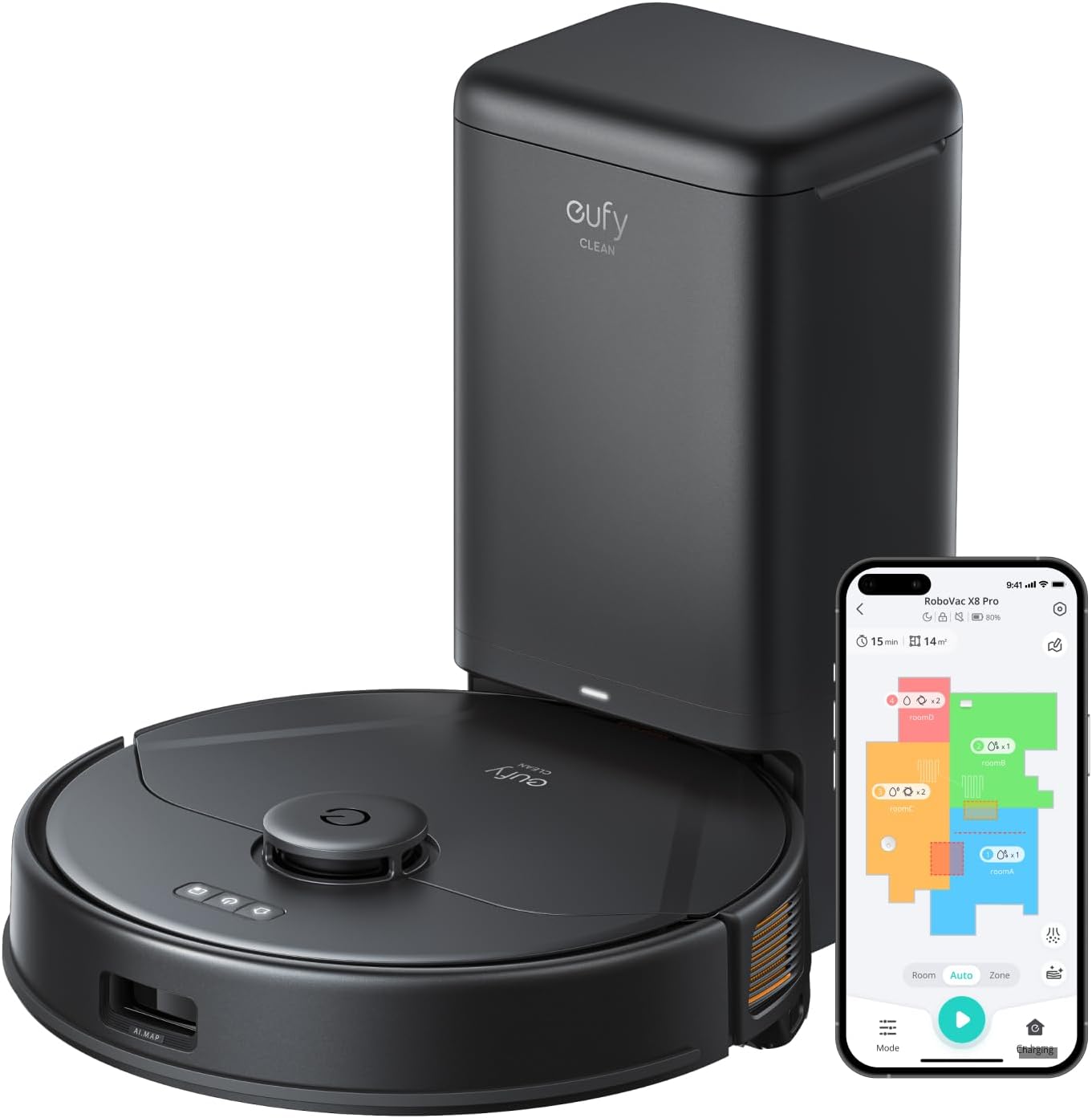 Anker Eufy X8 Pro Robot Vacuum Cleaner with Mop and Self-Empty Station | روبوت التنظيف انكر يوفي X8 برو مع محطة تفريغ ذاتي