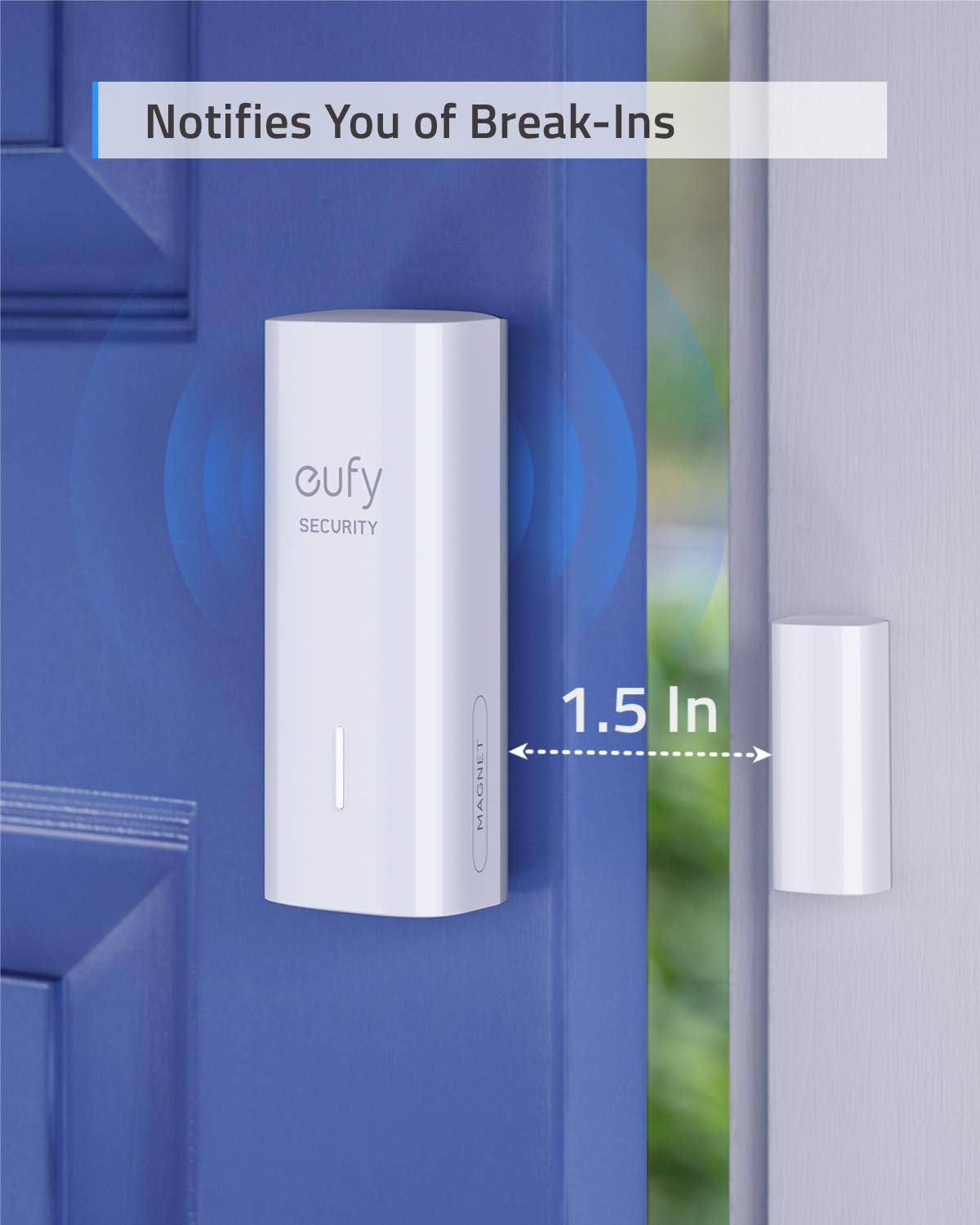 Anker Security Cameras & Home Unit Accessories for CCTV Camera Sensor Unit Indoor -يوفي مستشعر دخول الامن  يكتشف الأبواب والنوافذ المفتوحة والمغلقة ويرسل التنبيهات وصفارة الانذار من أنكر