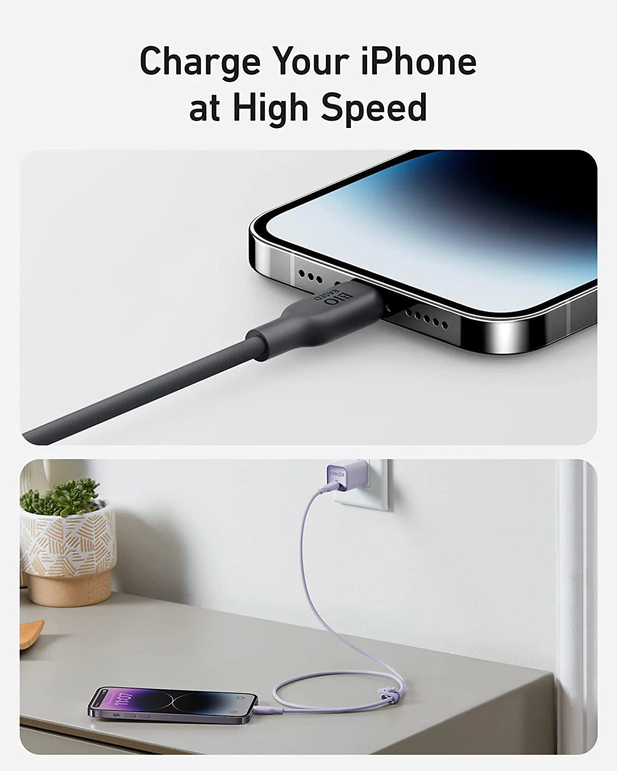 كابل أنكر 542 يو اس بي سي إلى لايتننغ (6 أقدام) - Anker 542 USB-C to Lightning Cable (Bio-Based 6ft)