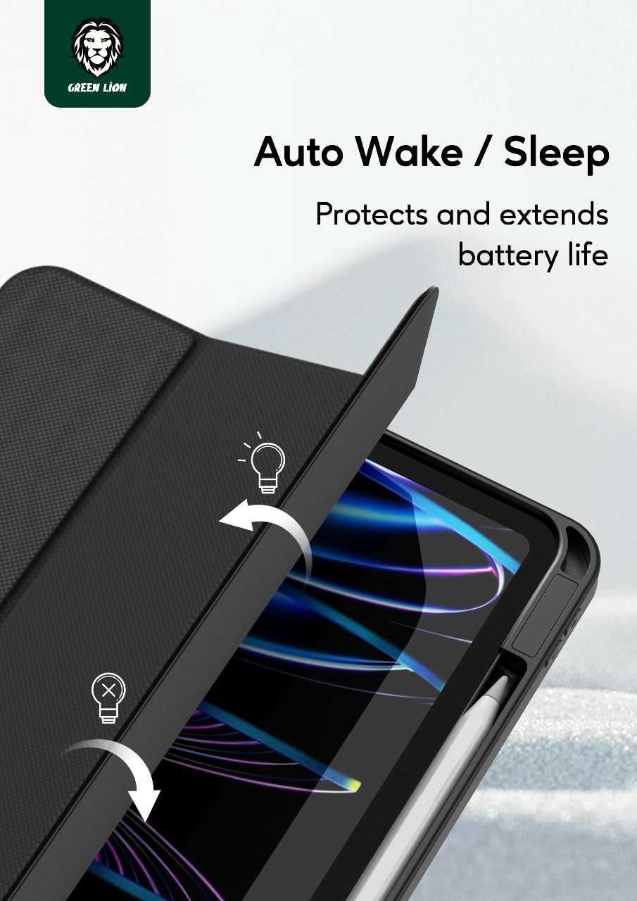 غطاء جرين لايون هوغو بريميوم مع حامل قلم لجهاز ايباد برو/اير 4/5 مقاس 10.9/11 انش - اسود | Green Lion Hogo Premium Case with Pencil Holder for iPad Pro/Air 4/5 11"/10.9" - Black