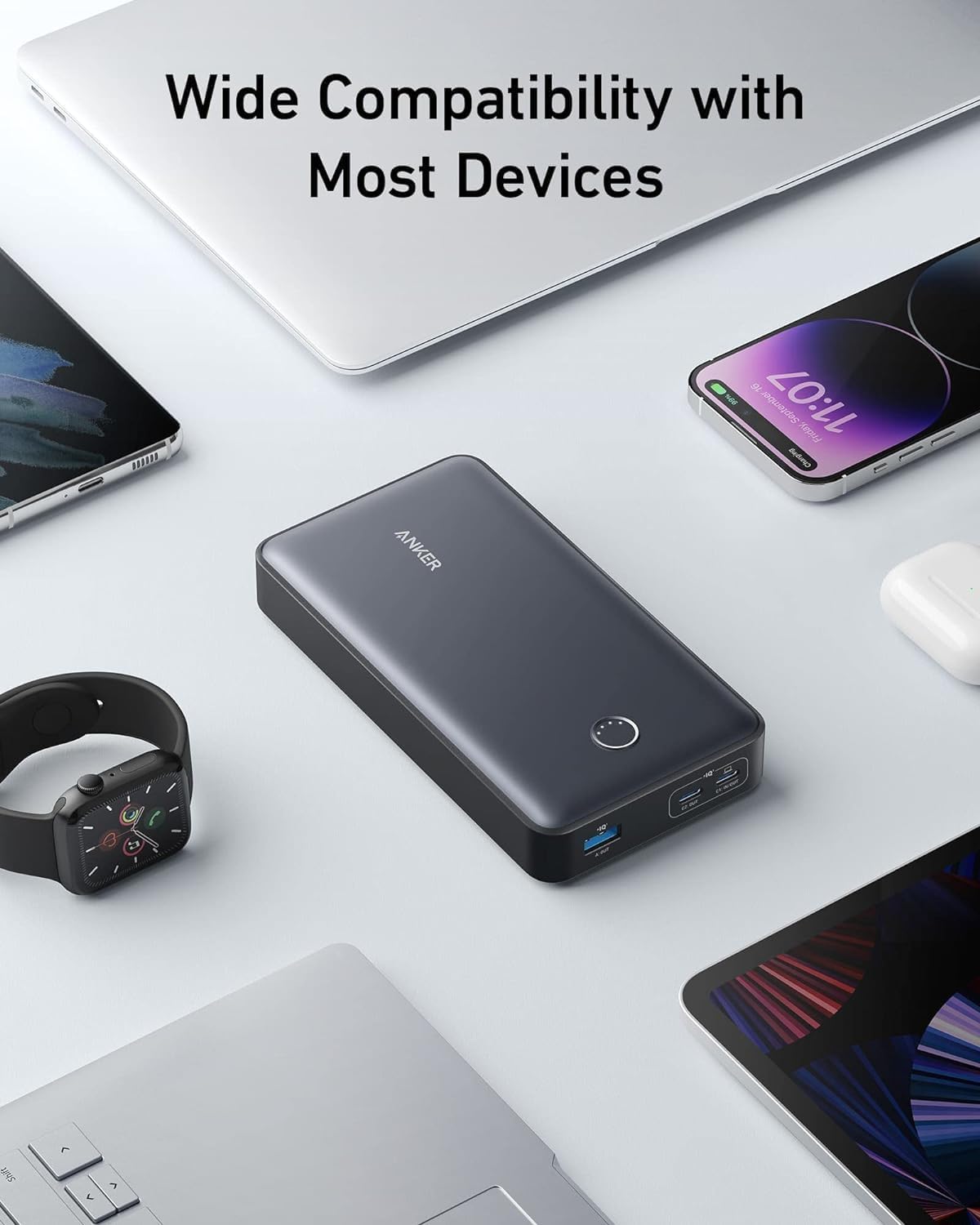 انكر باور بانك شاحن محمول بسعة 24000ميلي أمبير بقدرة 65 واط - Anker Power Bank 24,000mAh Portable Charger 65W Battery Pack