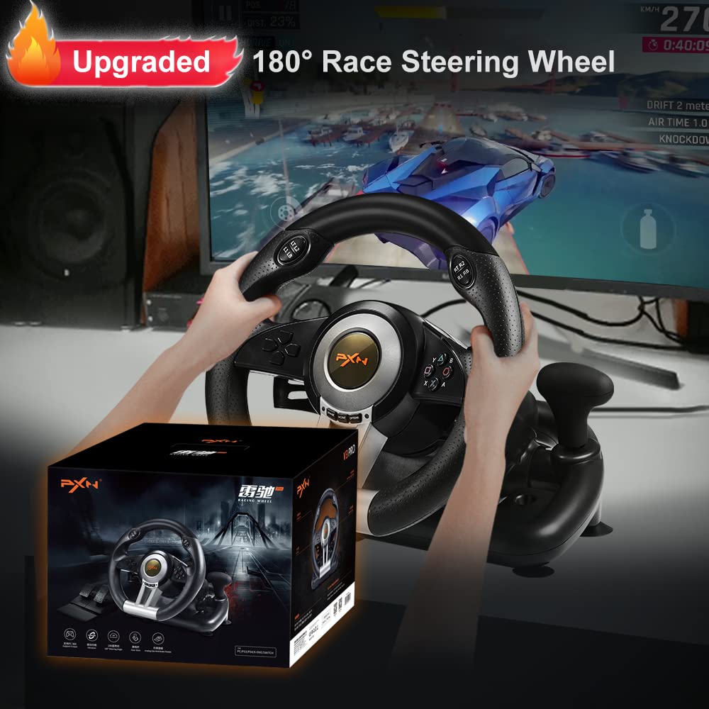 عجلة قيادة ألعاب PXN V3 Pro - أسود | PXN V3 Pro - Gaming Steering Wheel - Black