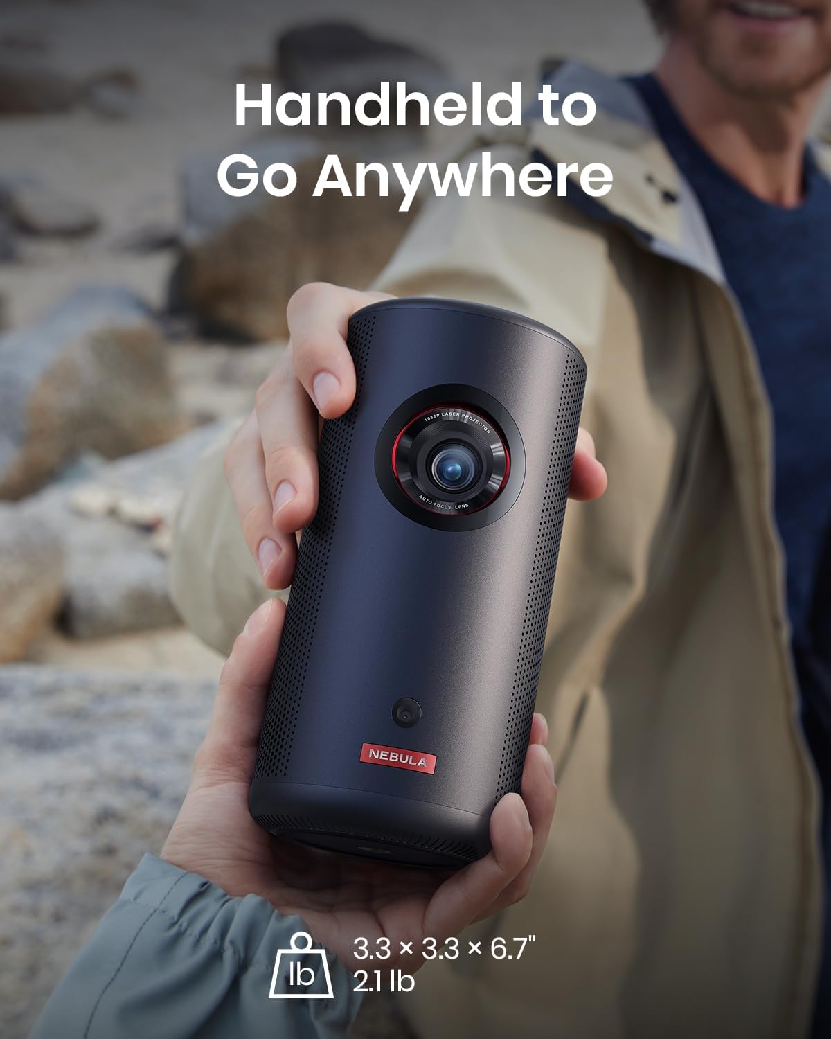 NEBULA Anker Capsule 3 Laser 1080p Mini Projector Smart Portable Projector with Wi-Fi - جهاز عرض صغير نيبولا أنكر كبسول 3 ليزر 1080 بكسل جهاز عرض ذكي محمول مع واي فاي