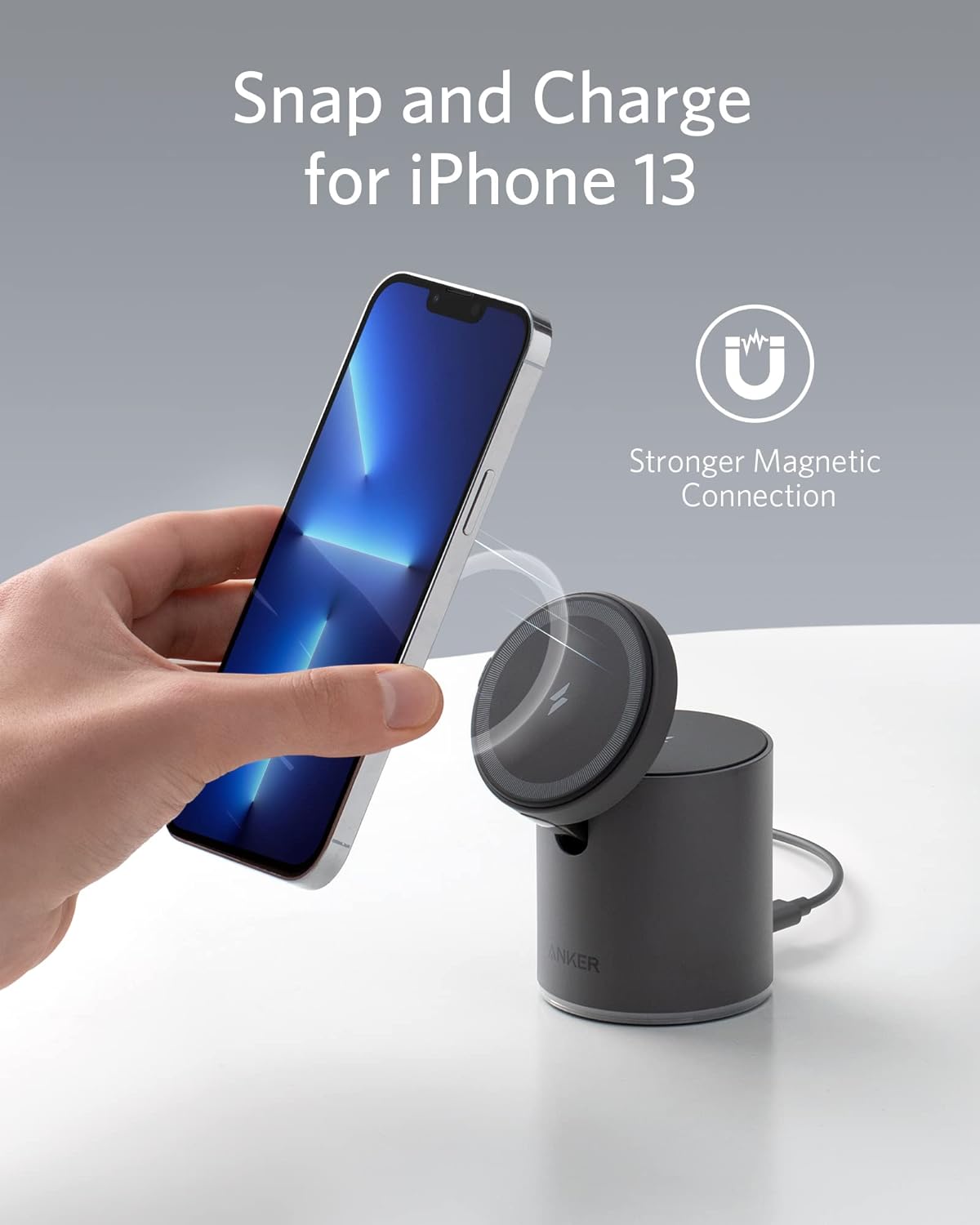 Anker 623 Magnetic Wireless Charger 2 In 1 Wireless Charging Station With 20W USB-C Charger - شاحن 623 لاسلكي مغناطيسي من انكر (ماج جو) شاحن 2 في 1 شاحن يو اس بي سي‏20 واط
