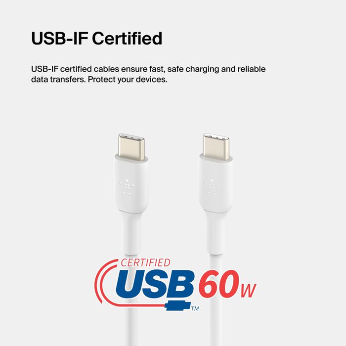 Belkin BoostCharge Cable USB-C to USB-C 2M - كيبل سريع الشحن من التايب سي الى التايب سي بطول 2متر