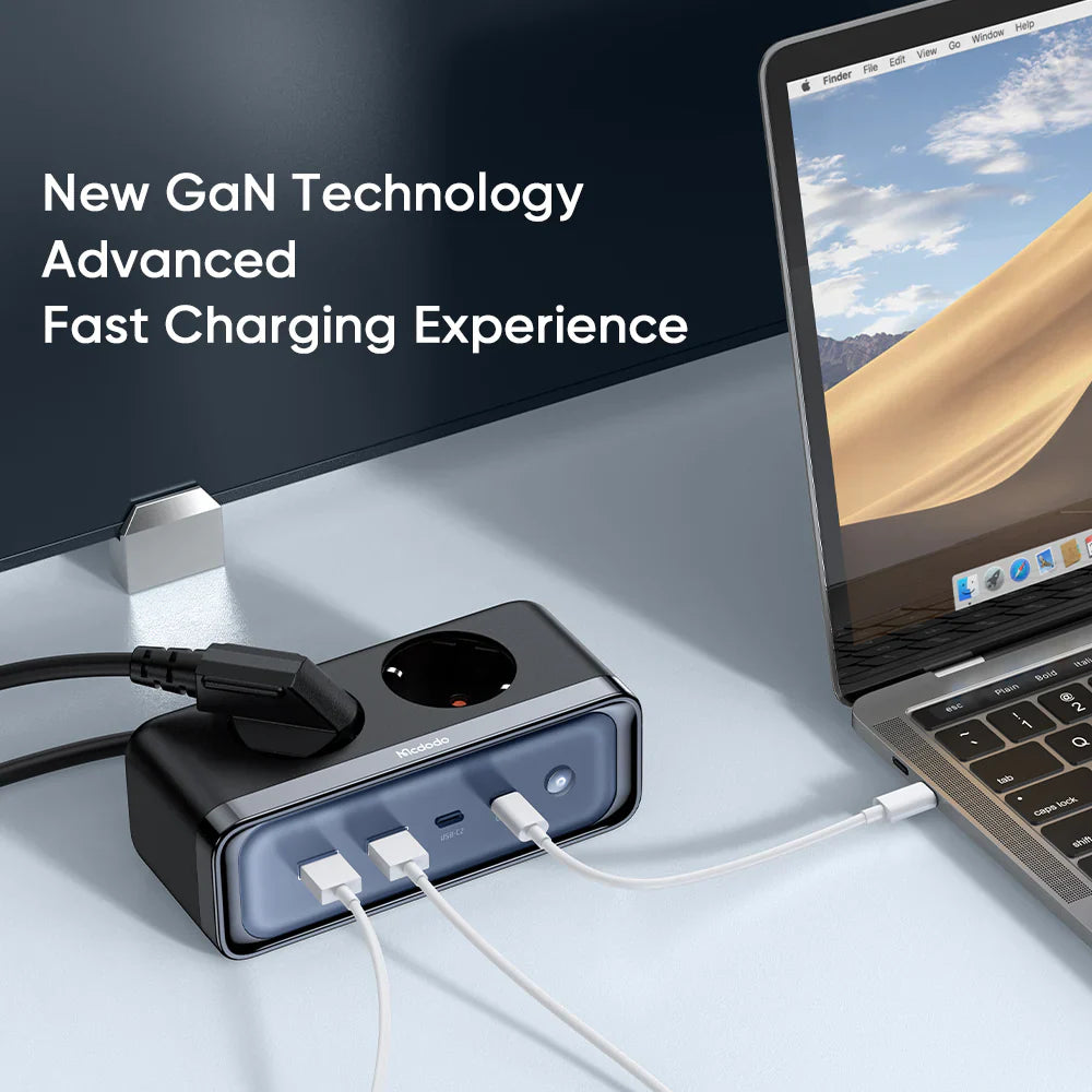 Mcdodo 6 in 1 70W GaN Lightning Protection Power Strip - شاحن ماكدودو 6 في 1  70 وات  للحماية من الصواعق قابس الاتحاد الأوروبي