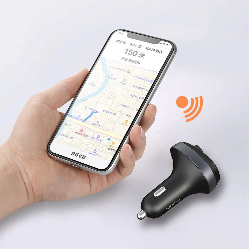 Mcdodo Bluetooth 5.1 FM Dual USB Car Charger - شاحن سيارة ماكدودو بلوتوث 5.1 اف ام ثنائي يو اس بي