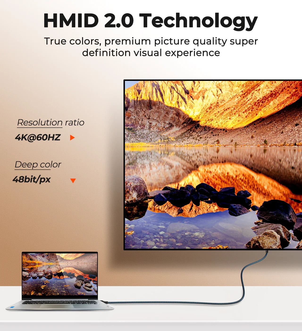 JOYROOM SY-20H1 2m HDMI to HDMI Cable- كابل جويروم HDMI إلى HDMI بطول 2 متر لنقل الصوت والصورة