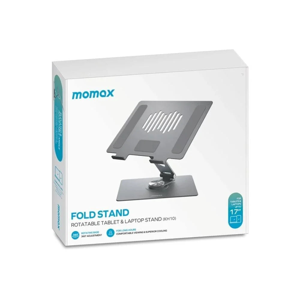 Momax Foldable & Rotatable Laptop Stand, Supports up to 17″ -   حامل لابتوب موماكس, دوار وقابل للطي, دعم حتى 17 بوصة