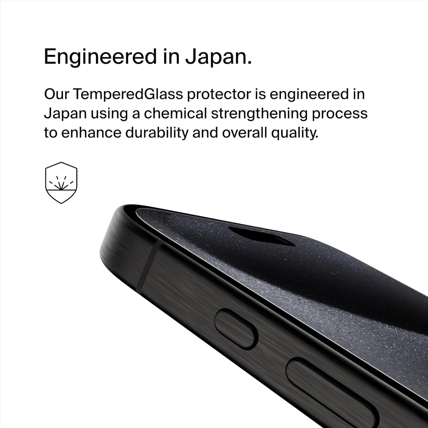 Belkin Screen Force Tempered Glass Treated Screen Protector for iPhone 15 Pro Max - بيلكن شاشة حماية معالج بزجاج مقوى لموبايل ايفون 15 برو ماكس من سكرين فورس