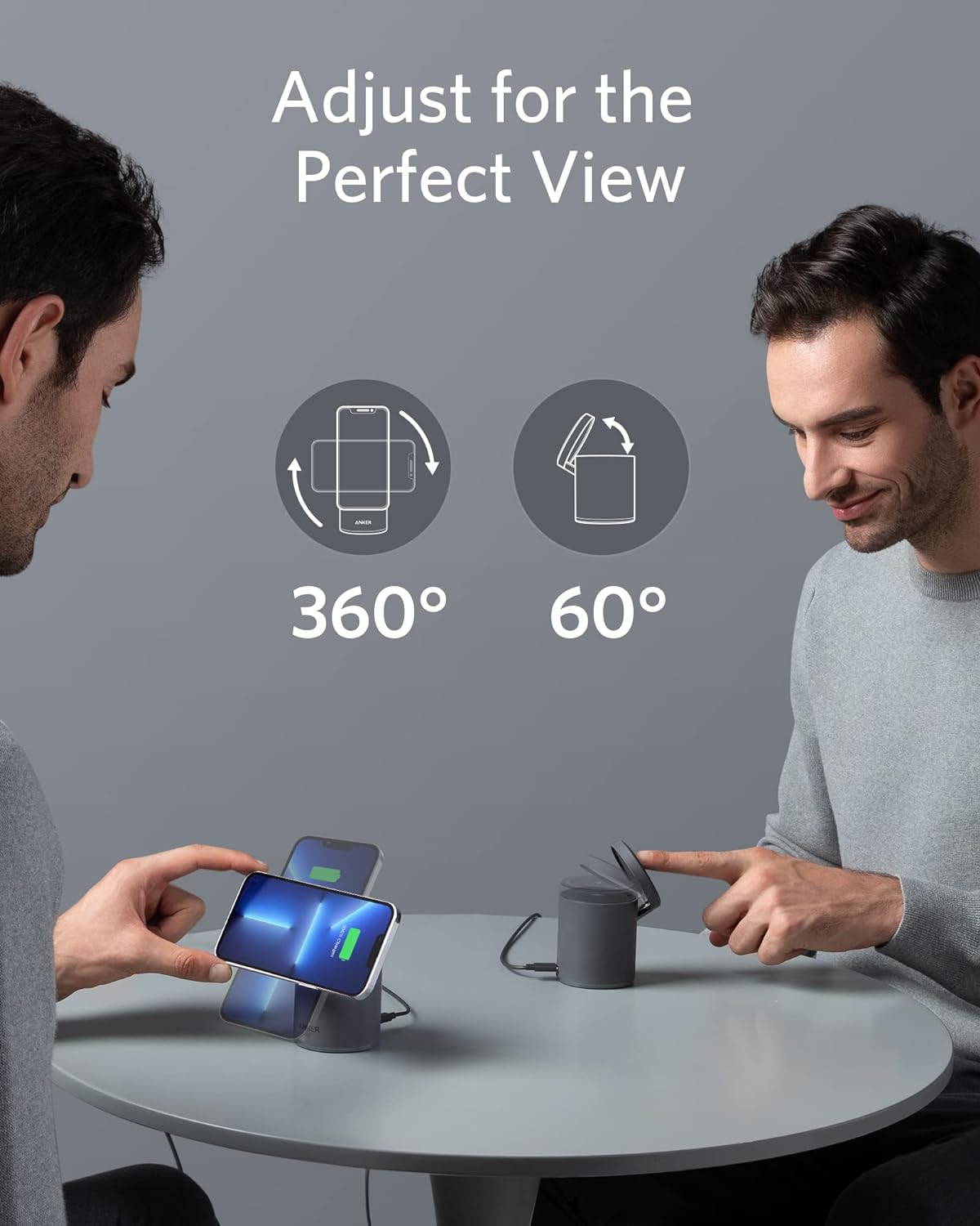 Anker 623 Magnetic Wireless Charger 2 In 1 Wireless Charging Station With 20W USB-C Charger - شاحن 623 لاسلكي مغناطيسي من انكر (ماج جو) شاحن 2 في 1 شاحن يو اس بي سي‏20 واط