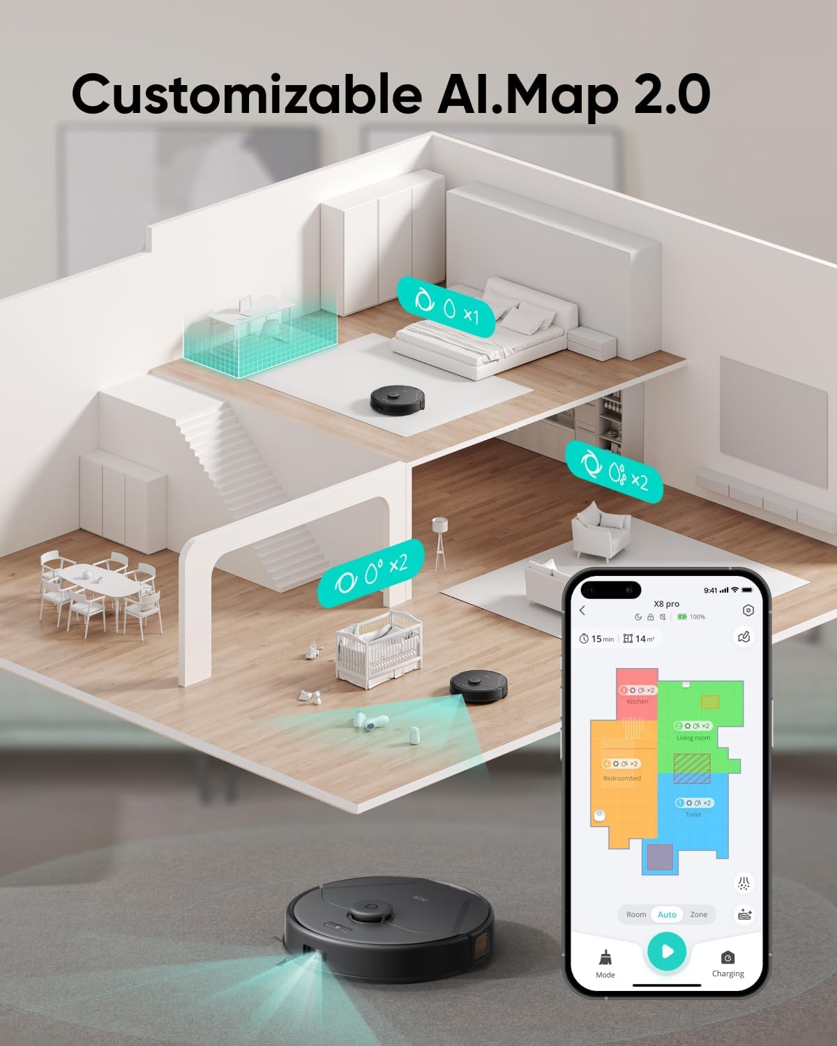 Anker Eufy X8 Pro Robot Vacuum Cleaner with Mop | روبوت التنظيف انكر يوفي X8 برو مع وظيفة المسح