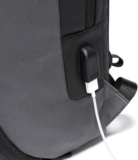 حقيبة ظهر بانجي لابتوب وسفر مع منفذ شحن يو اس بي - رمادي | BANGE Laptop Bag & Travel Backpack with USB Charger Port – Gray