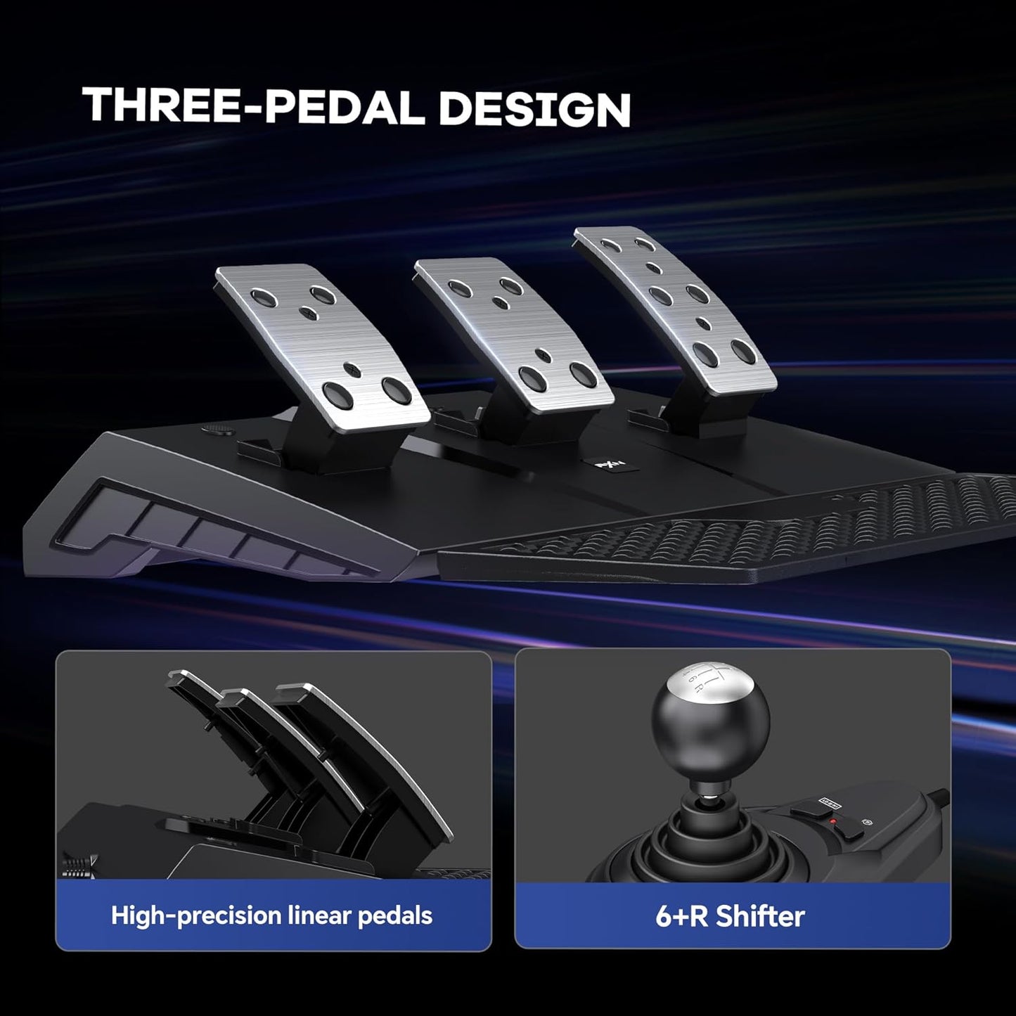 عجلة قيادة PXN V9 GEN2 - Racing Wheel with Pedals - RGB - Black