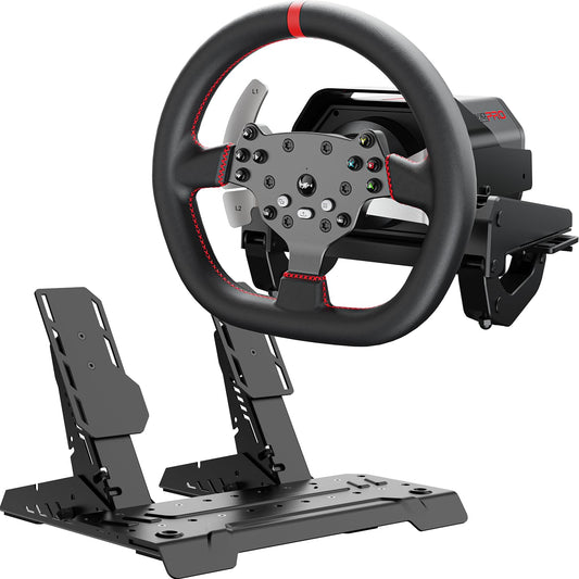 عجلة قيادة احترافية - PXN V10 PRO - Direct Drive Gaming Steering Wheel 270°/900° - with Pedals - Black