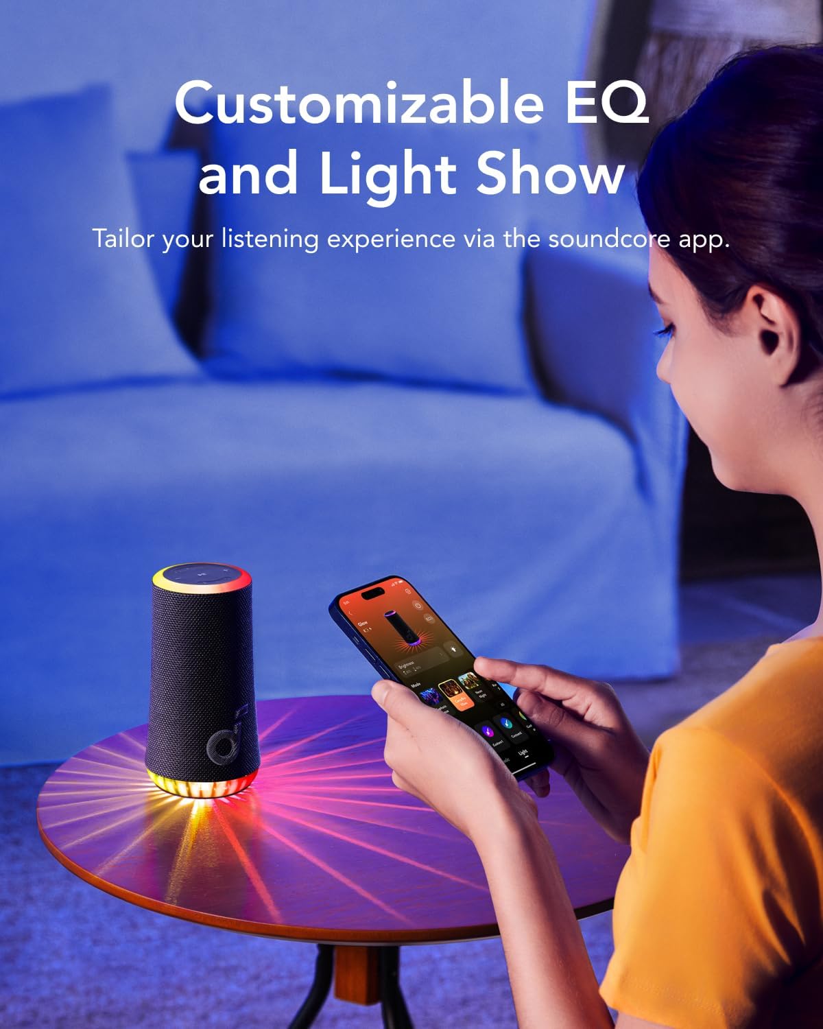 Soundcore Glow Portable Speaker by Anker, 30W 360° Sound, 18H Playtime | سماعة انكر ساوندكور جلو, صوت محيطي 360 درجة بقدرة 30 واط, 18 ساعة تشغيل
