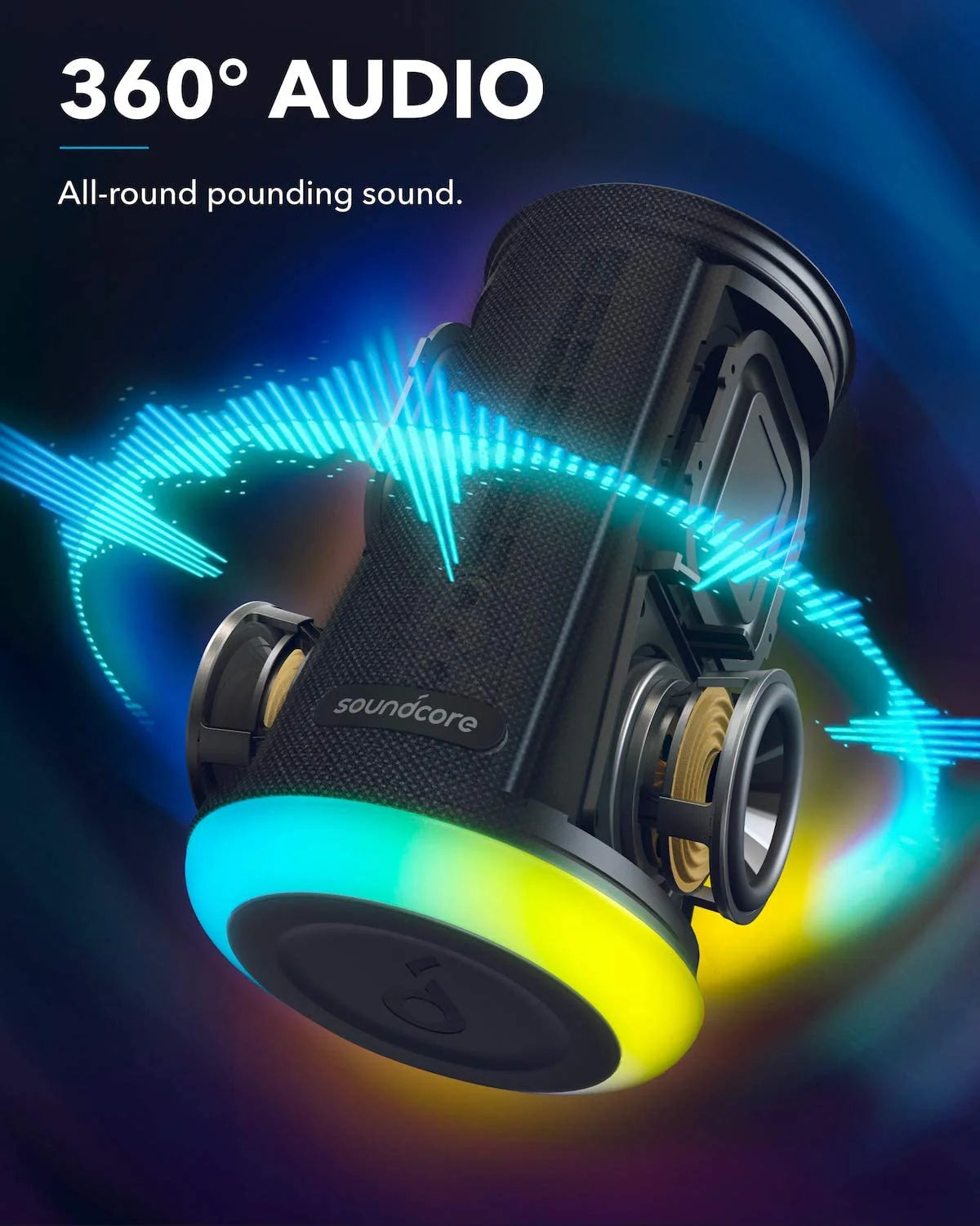 Anker Soundcore Flare Mini Bluetooth Speaker IPX7 Waterproof for Outdoor Parties - مكبر صوت أنكر ساوندكور فلير ميني بلوتوث مقاوم للماء للحفلات الخارجية