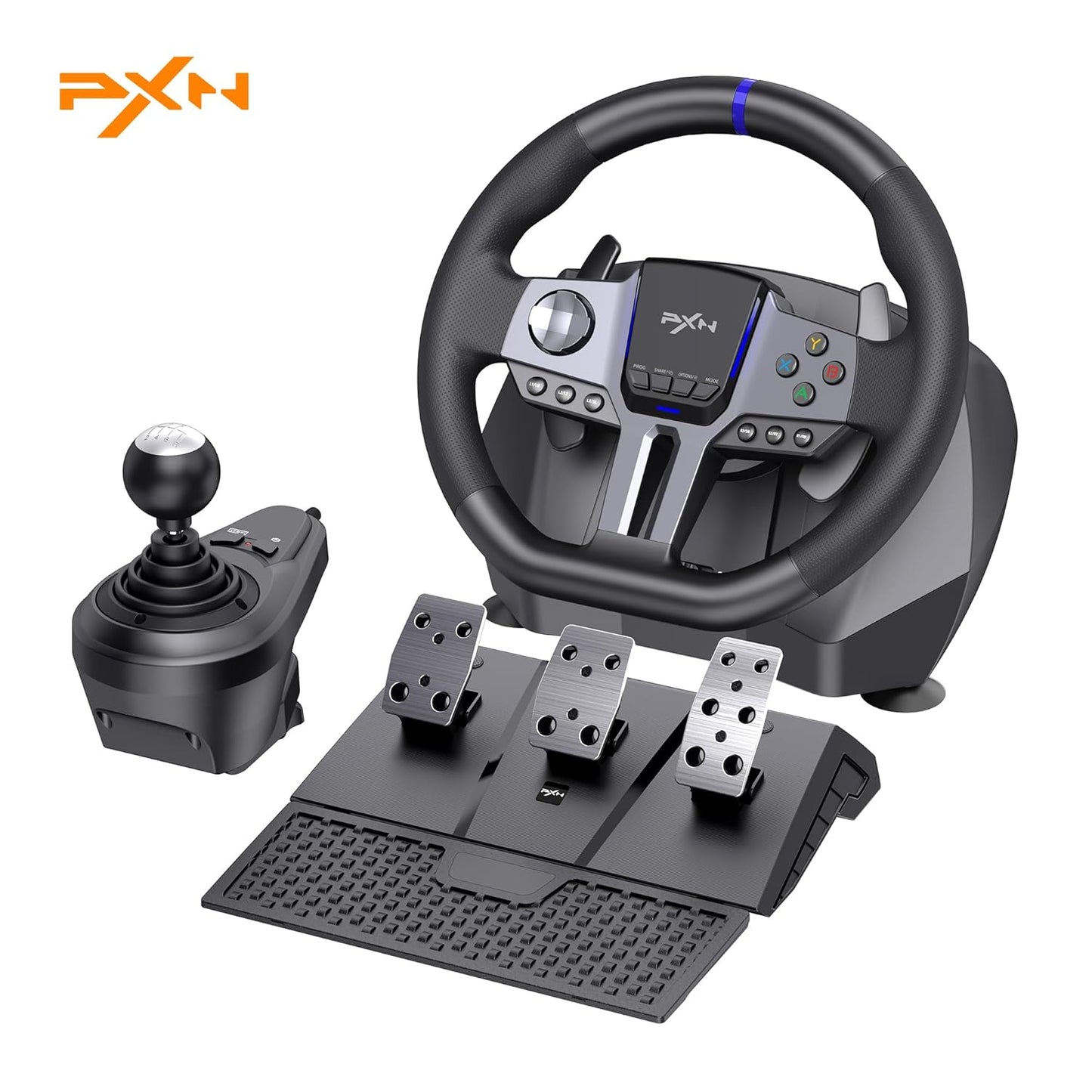عجلة قيادة PXN V9 GEN2 - Racing Wheel with Pedals - RGB - Black
