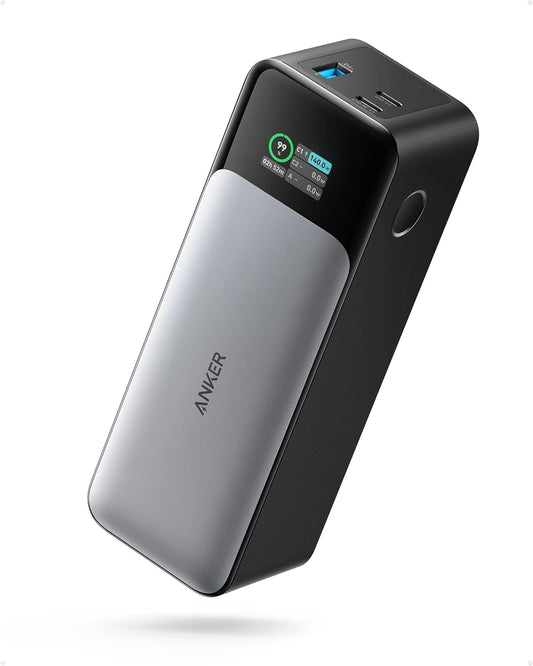 Anker Power Bank 24,000mAh 3-Port Portable Charger with 140W Output Smart Digital Display - نكر باور بانك شاحن محمول 3 منافذ 24000ميلي أمبير مع مخرج 140 واط وشاشة رقمية ذكية