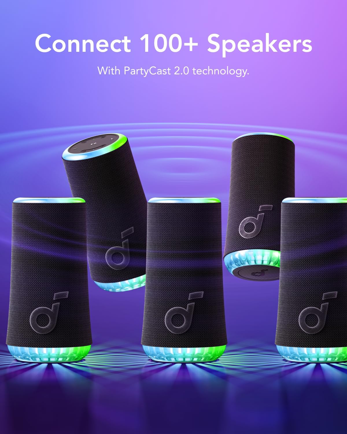 Soundcore Glow Portable Speaker by Anker, 30W 360° Sound, 18H Playtime | سماعة انكر ساوندكور جلو, صوت محيطي 360 درجة بقدرة 30 واط, 18 ساعة تشغيل