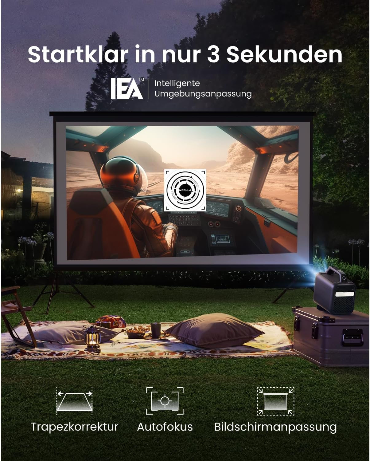 NEBULA Mars 3 Portable Projector Outdoor 1000 ANSI Lumens - جهاز عرض محمول نيبولا مارس 3 خارجي صورة مدعومة بالذكاء الاصطناعي