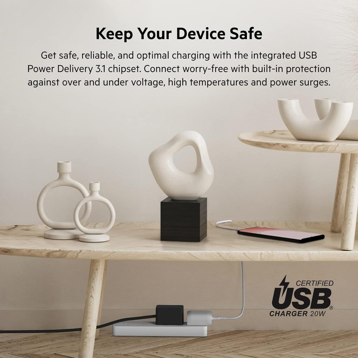 Belkin BoostCharge USB-C Wall Charger 20W  USB-C Cable with Lightning Connector - شاحن جداري يو اس بي سي بوست شارجر بقوة 20 واط مع كابل يو اس بي سي إلى موصل لايتننج من بيلكن